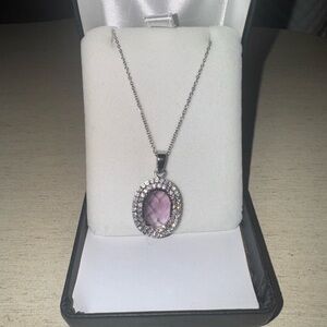 Elegant Silver and Purple Pendant Necklace